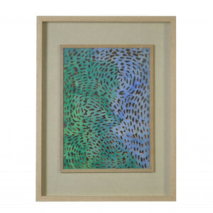 Swirling Blues And Greens Light Wood Shadowbox Wall Art