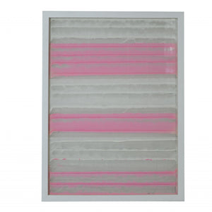 Fun White And Pink Stripes Shadow Box Wall Art