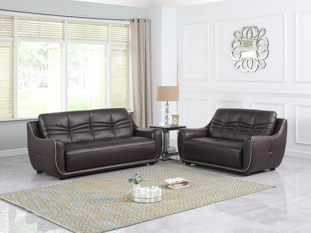 36" Elegant Brown Leather Sofa