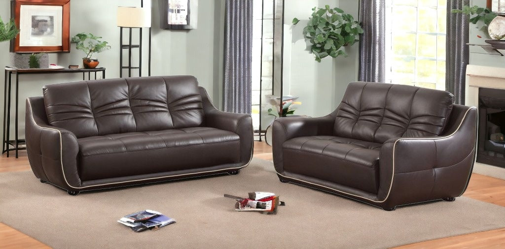 36" Elegant Brown Leather Sofa