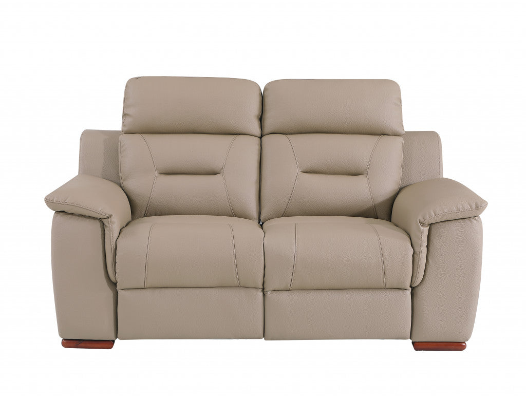 Modern Beige Leather Loveseat - 67” x 41” x 41”