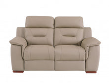 Modern Beige Leather Loveseat - 67” x 41” x 41”