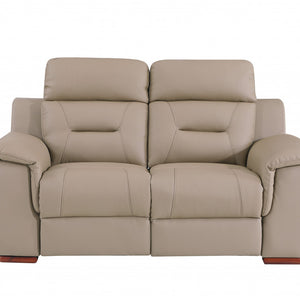 Modern Beige Leather Loveseat - 67” x 41” x 41”