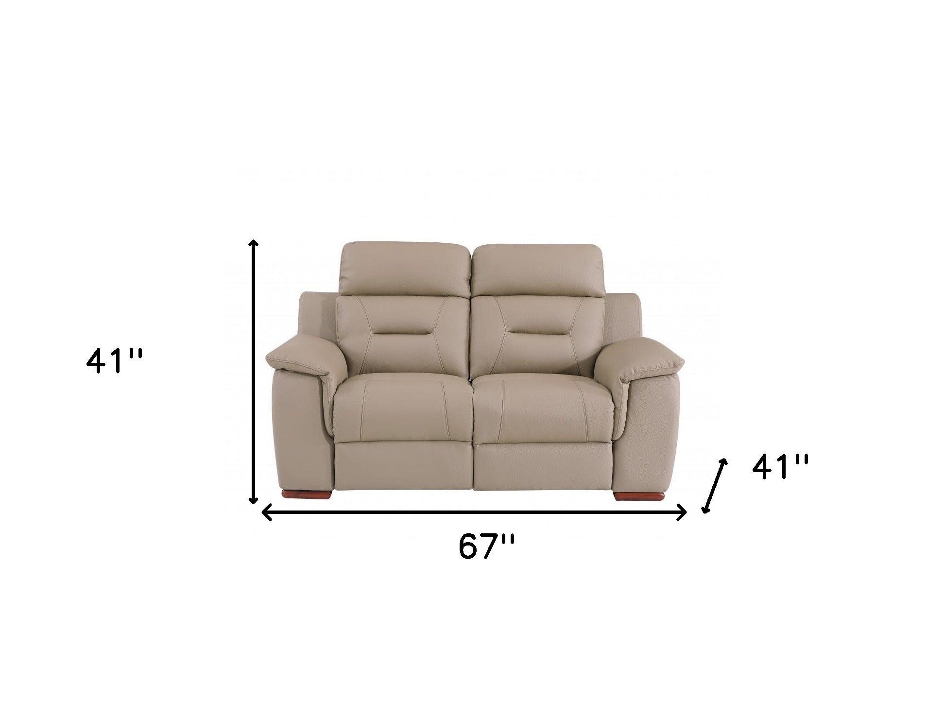 Modern Beige Leather Loveseat - 67” x 41” x 41”