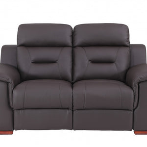 Modern Brown Leather Loveseat 67'" x 41'" x 41'"