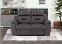 Modern Brown Leather Loveseat 67'