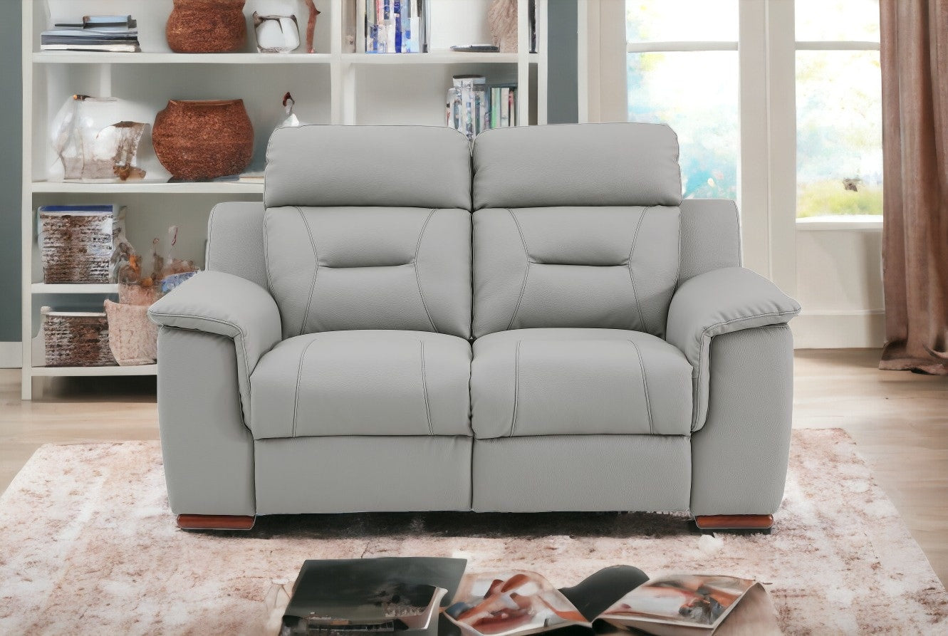 67'" X 41'"  X 41'" Modern Gray Leather Loveseat