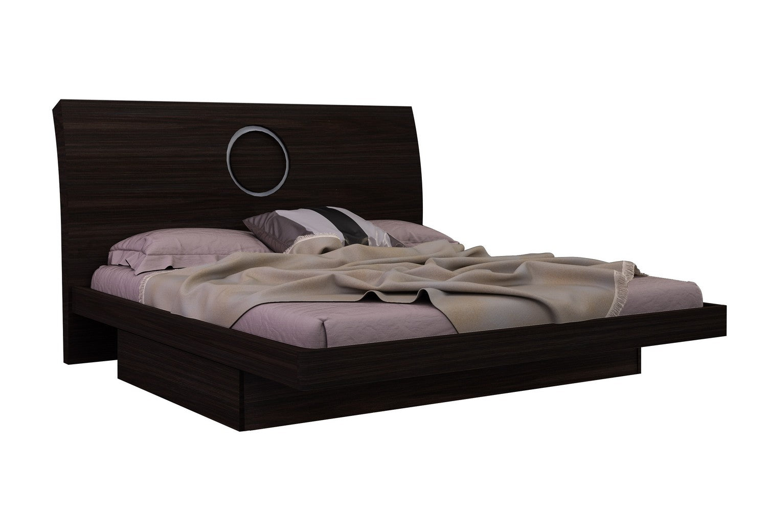 77'" X 90'"  X 40'" Modern Eastern King Wenge High Gloss Bed