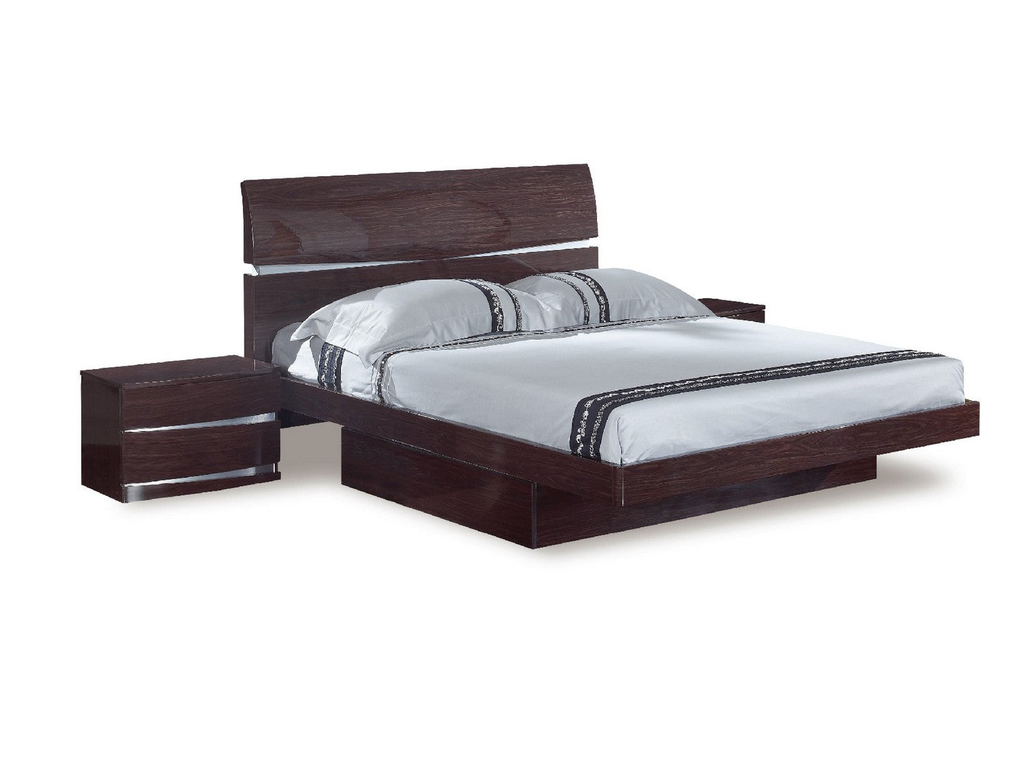 80'" X 79'"  X 42.5'" Modern Eastern King Wenge High Gloss Bed