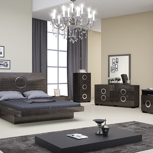 65'" X 87'" X 40'" 現代大號灰色高光床