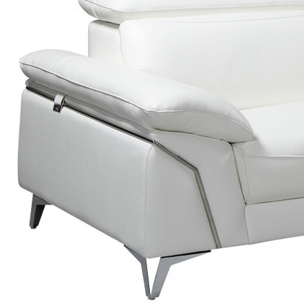 31" Fashionable White Leather Loveseat