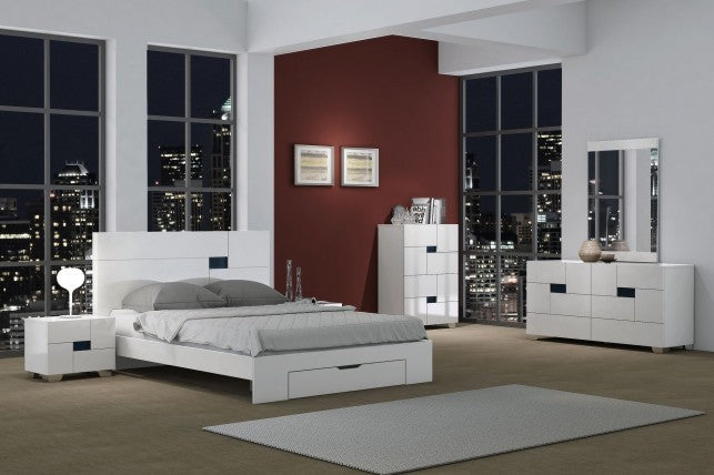 72'" X 85'"  X 43'" Modern California King White High Gloss Bed