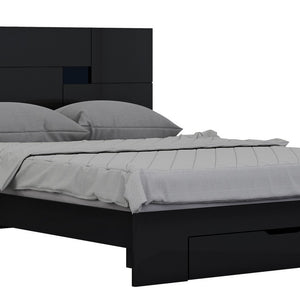 72'" X 85'"  X 43'" Modern California King Black High Gloss Bed