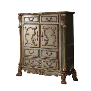 20" X 43" X 55" Gold Patina Bone Wood Poly Resin Chest