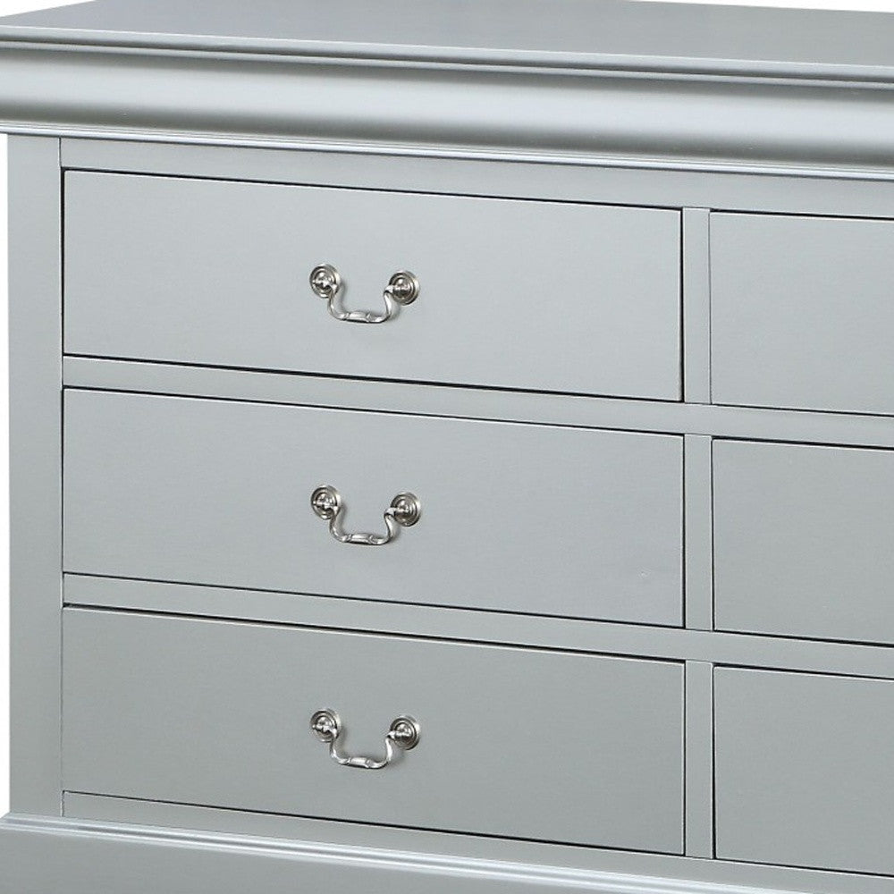 15" X 57" X 33" Platinum Wood Dresser