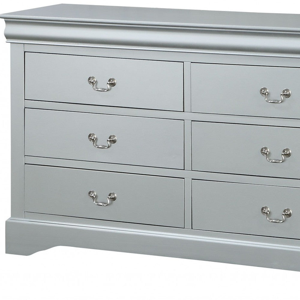 15" X 57" X 33" Platinum Wood Dresser