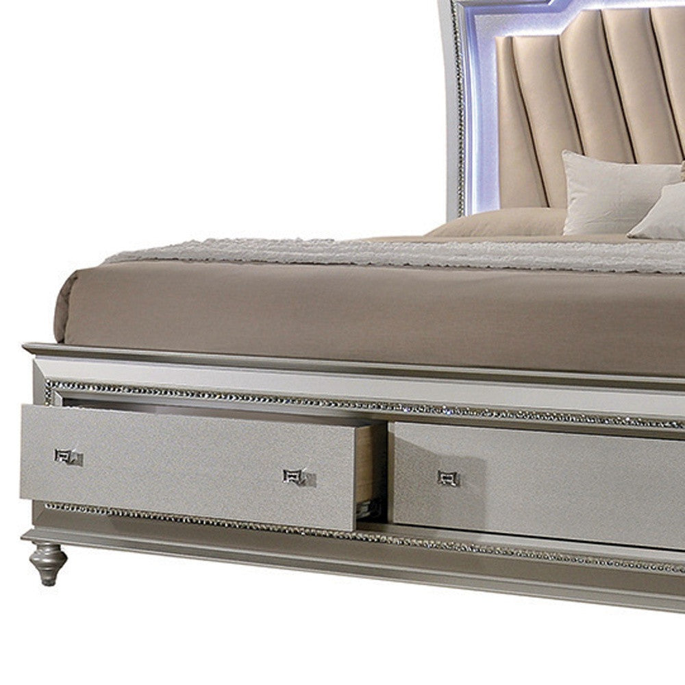 83" X 95" X 69" Pu Champagne Wood Upholstered (Hb) Led California King Bed
