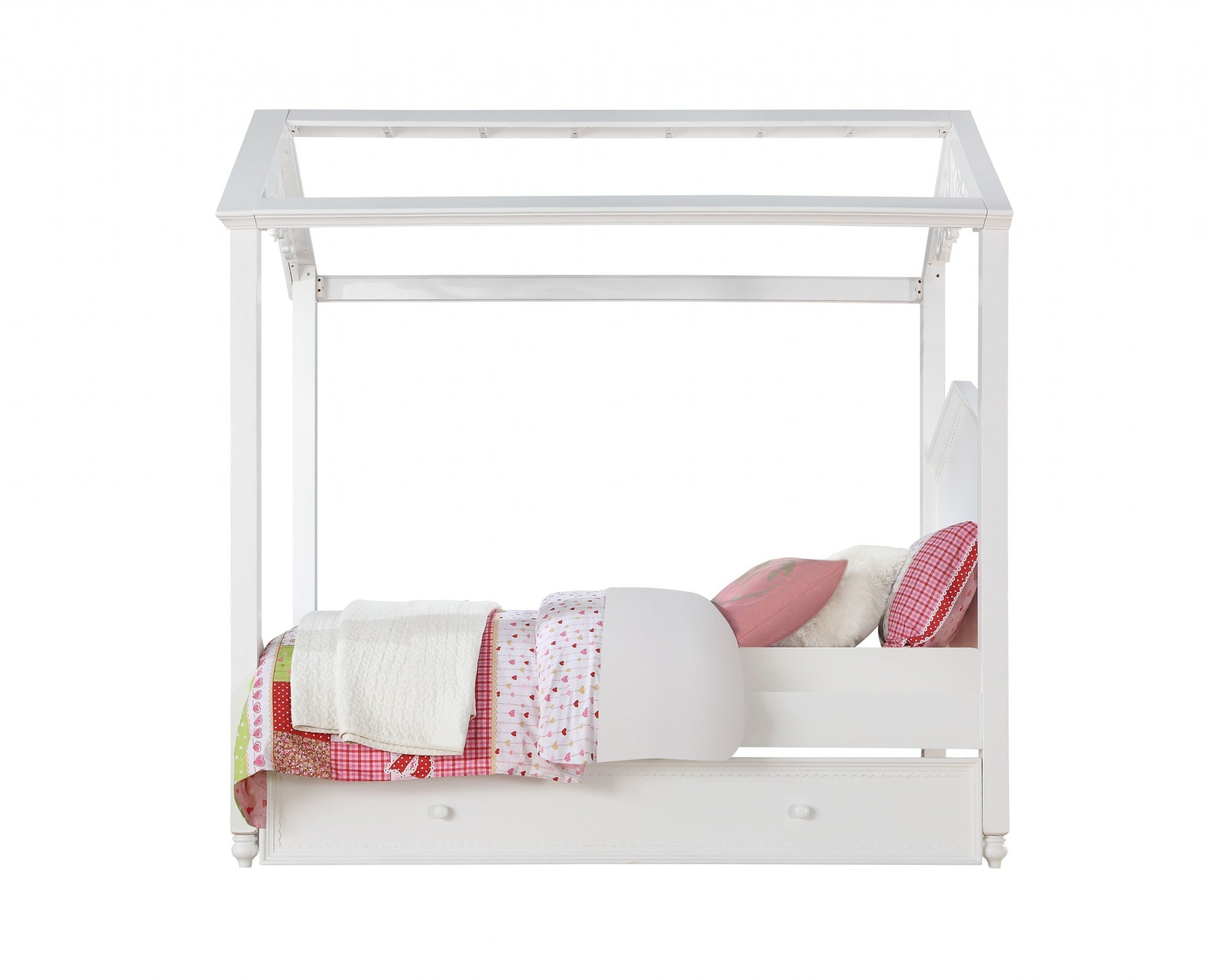 45.5" X 82" X 85" White Wood Twin Bed