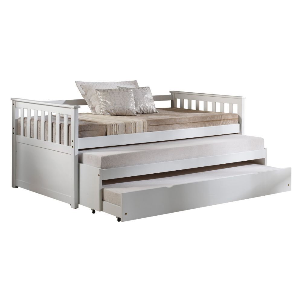 43" X 80" X 32" White Wood Daybed  Pull-Out Bed