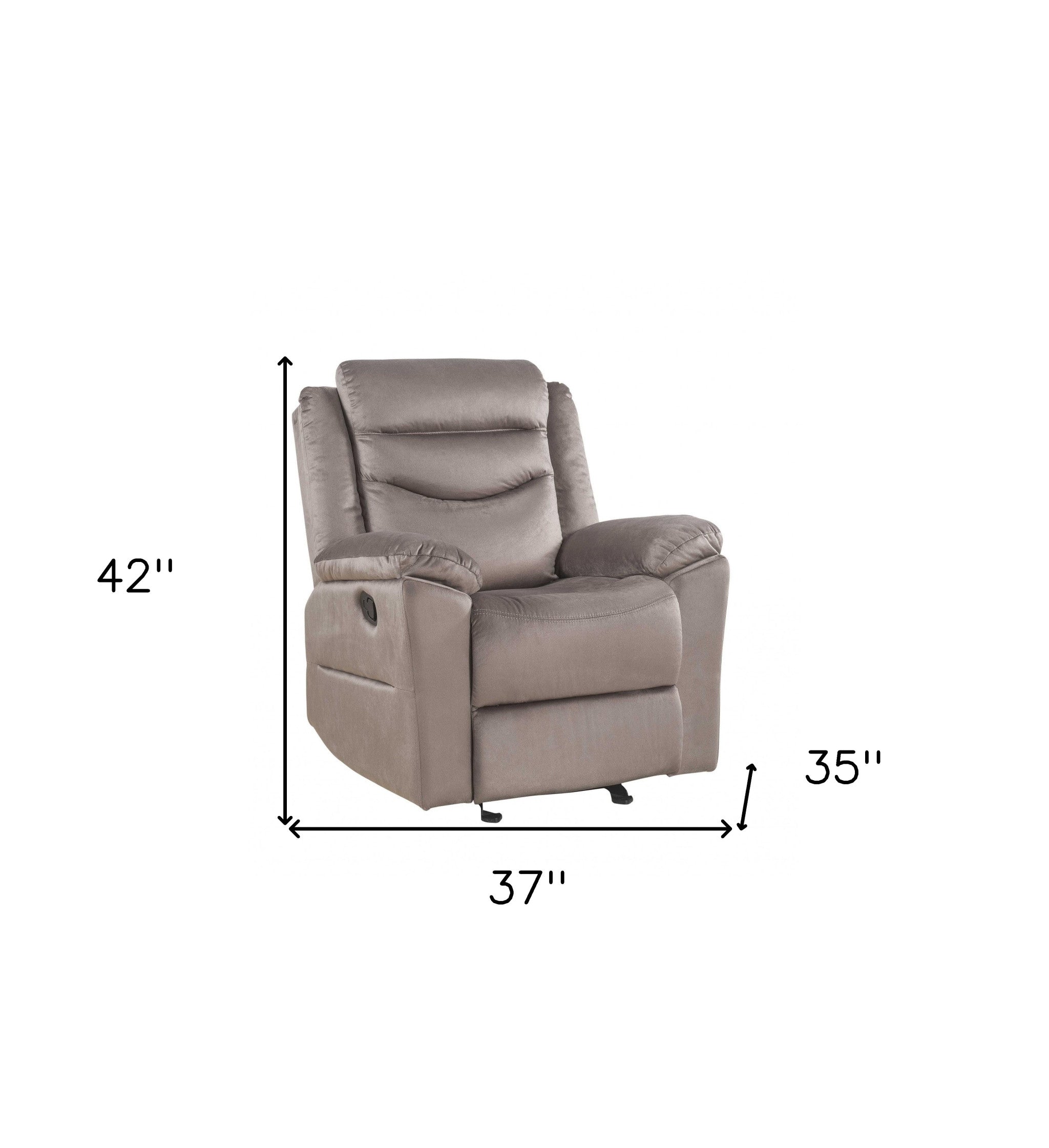 37" X 35" X 42" Tapicería de terciopelo Metal Mecanismo reclinable Glider Sillón reclinable