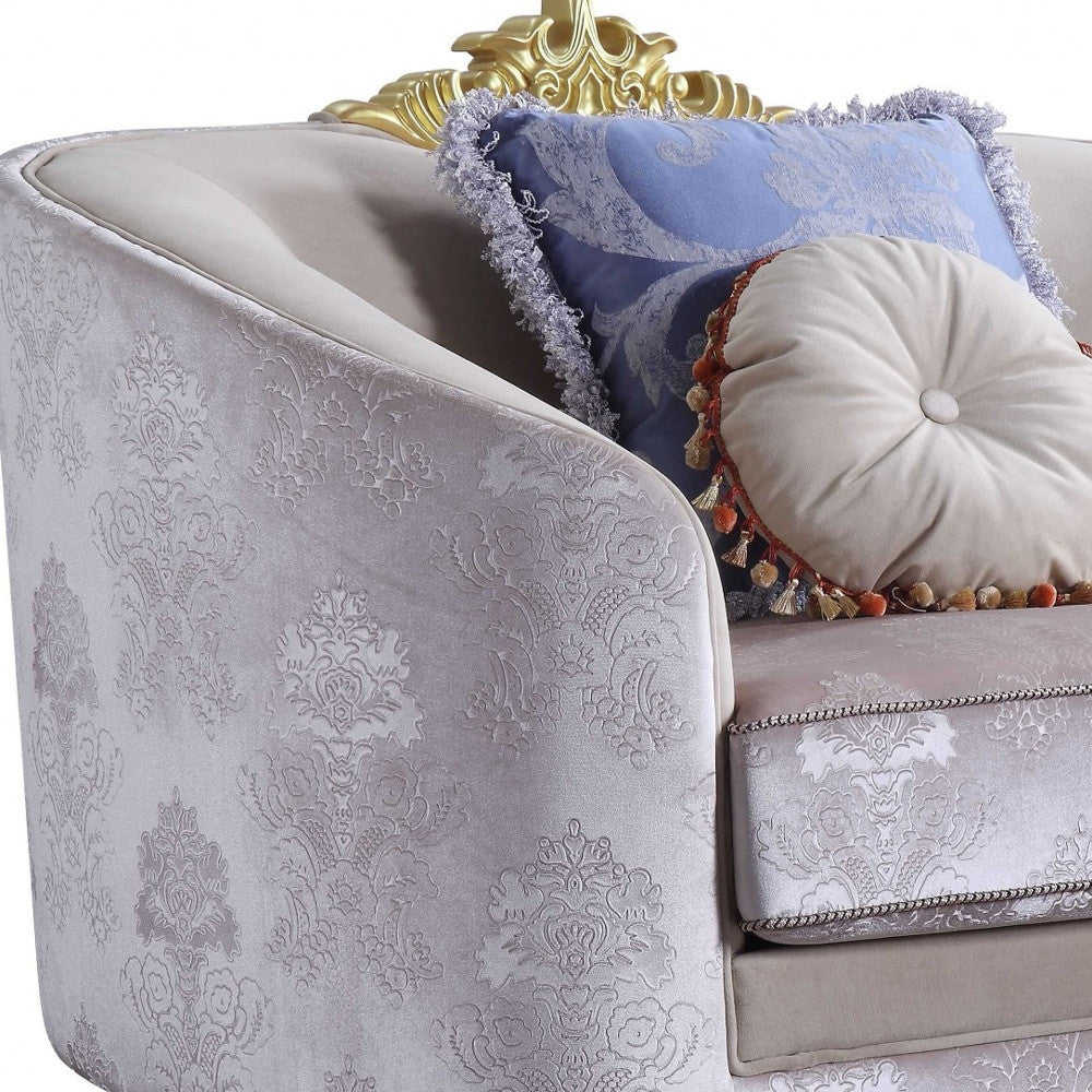 38" X 51" X 41" Cream Fabric Upholstery Chair With 2 Pillows