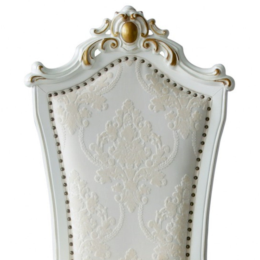 27" X 28" X 48" Faux Leather Antique Pearl Wood Finish Seat Side Chair Set2