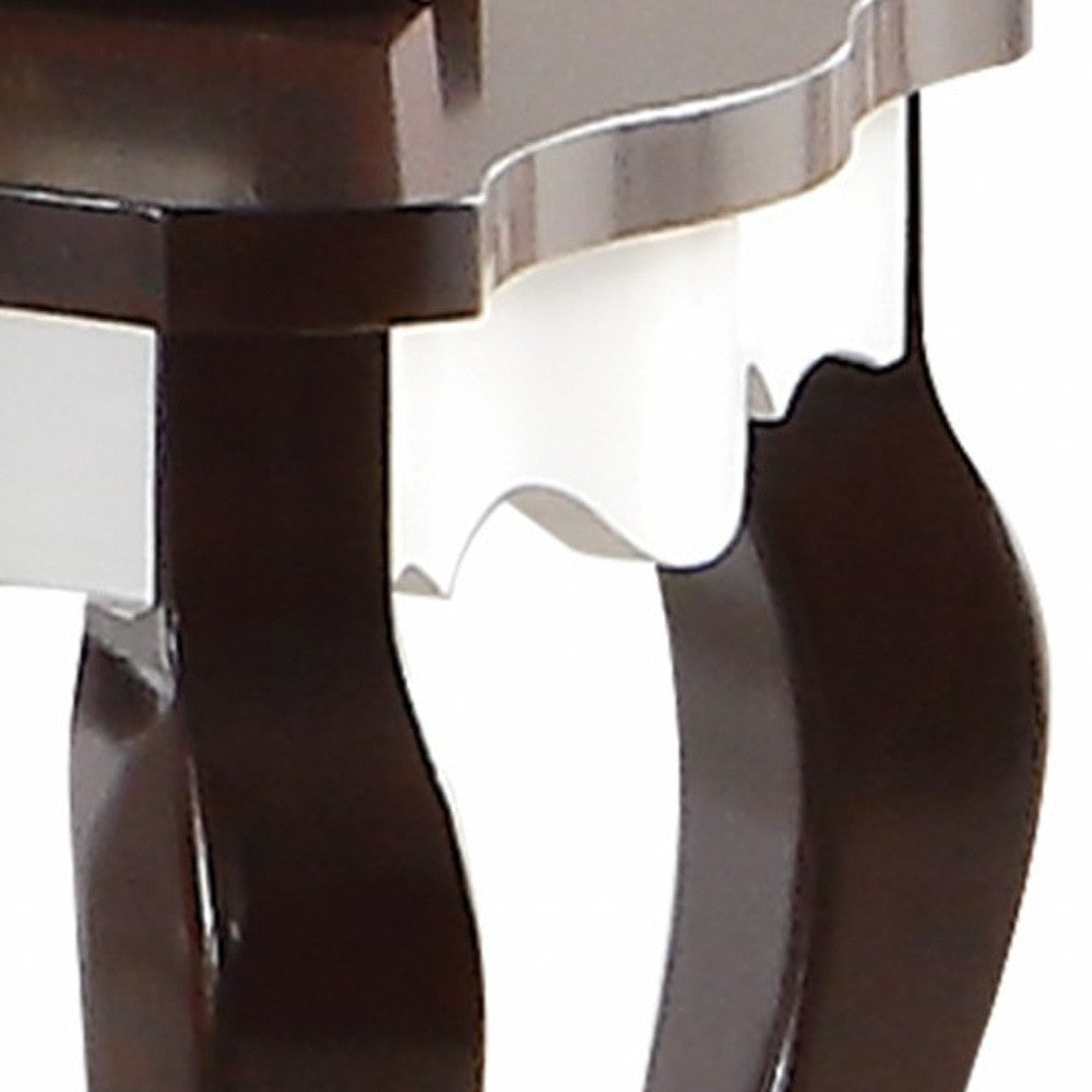 24" X 22" X 24" Walnut White Wood End Table