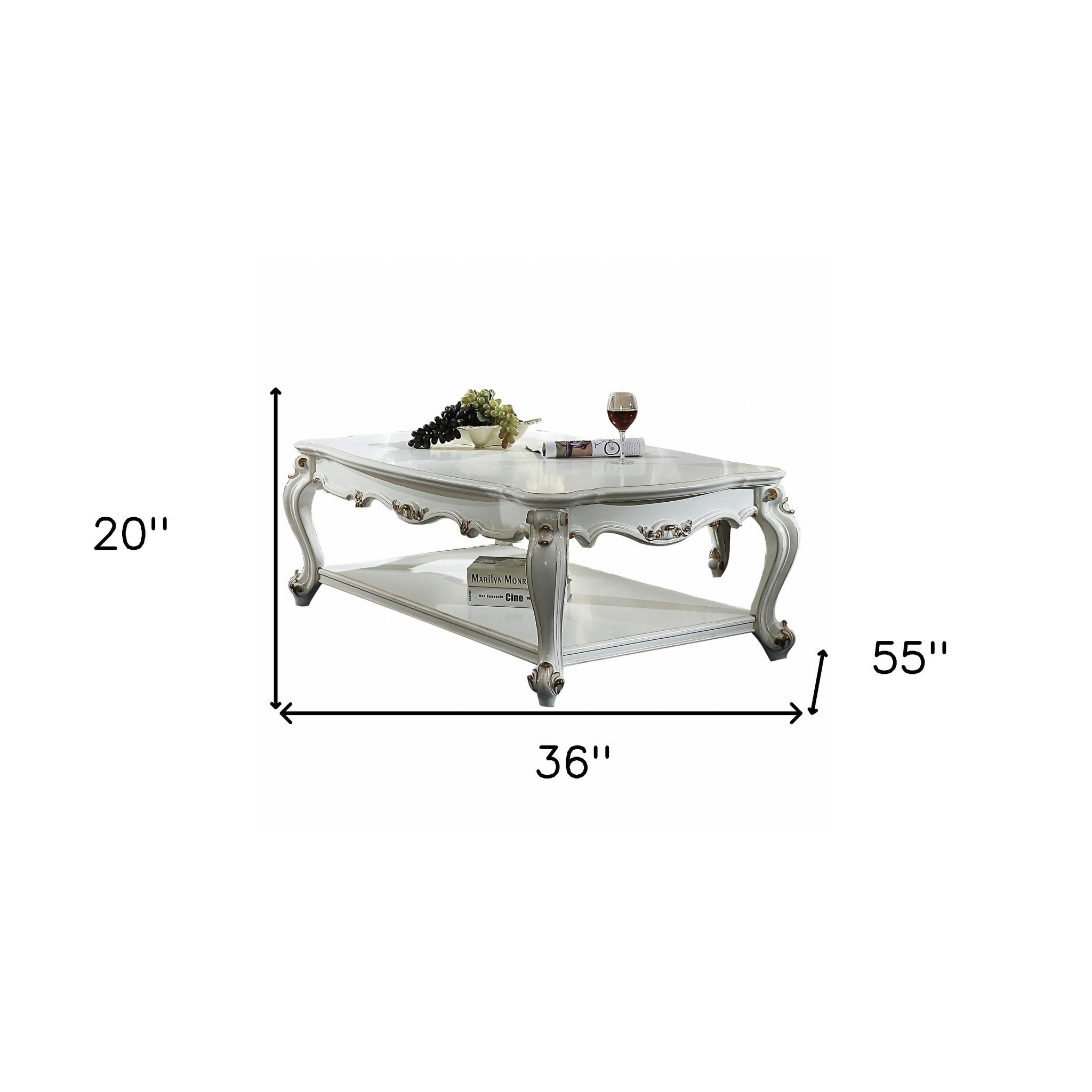 36" X 55" X 20" 仿古珍珠木樹脂咖啡桌