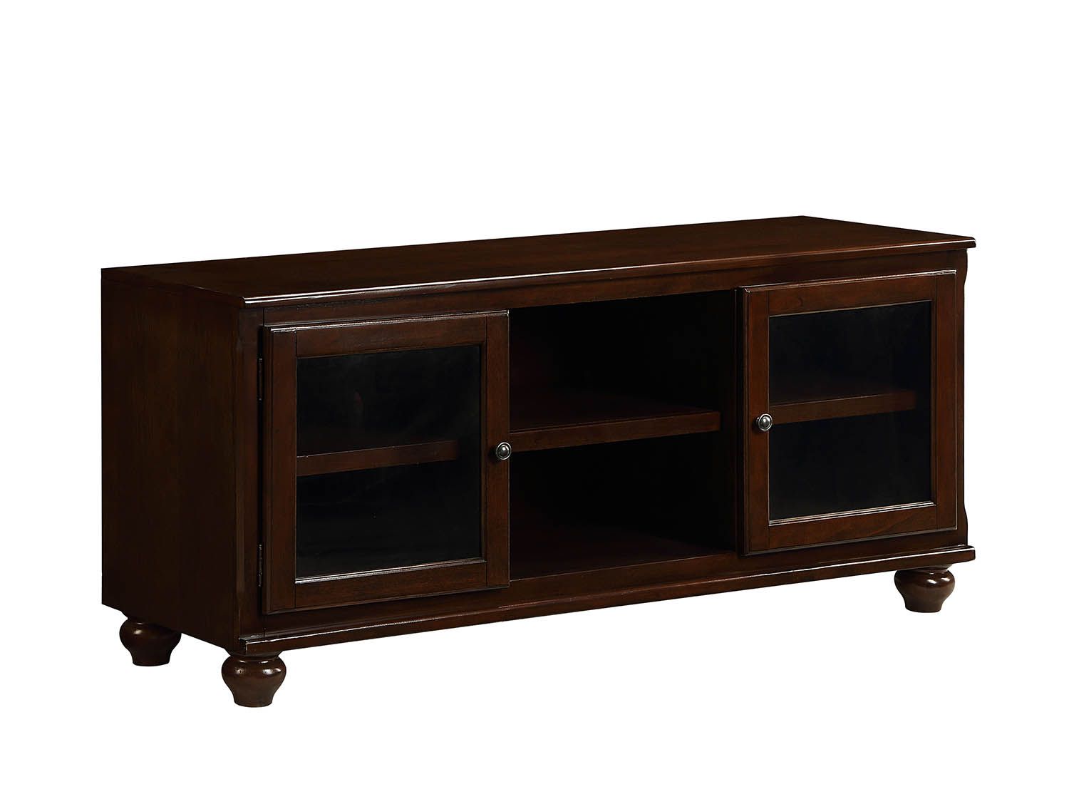19" X 58" X 26" Walnut Wood Glass (Tv Stand) Tv Stand