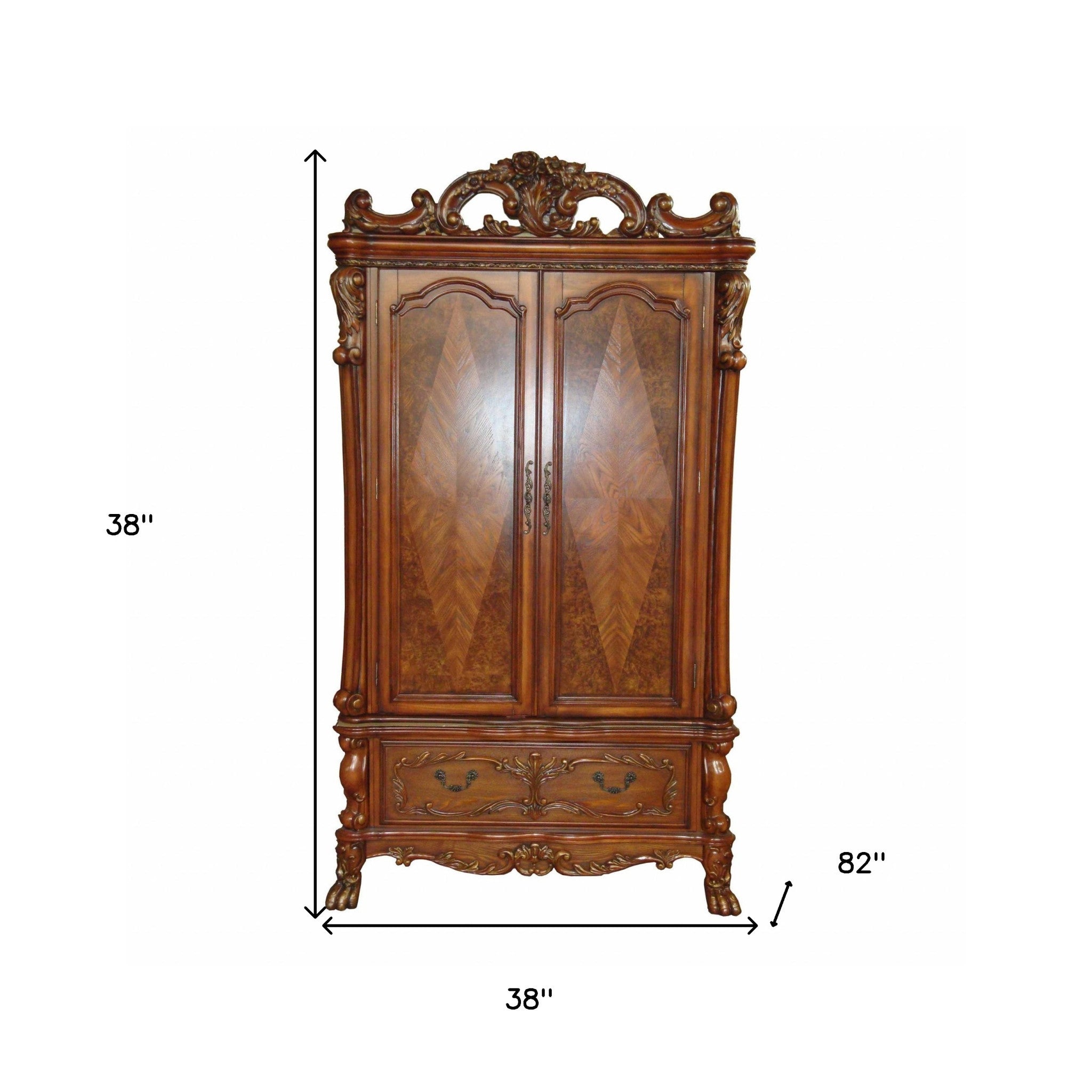 38" X 82" X 38" Cherry Oak Wood Poly Resin Tv Armoire