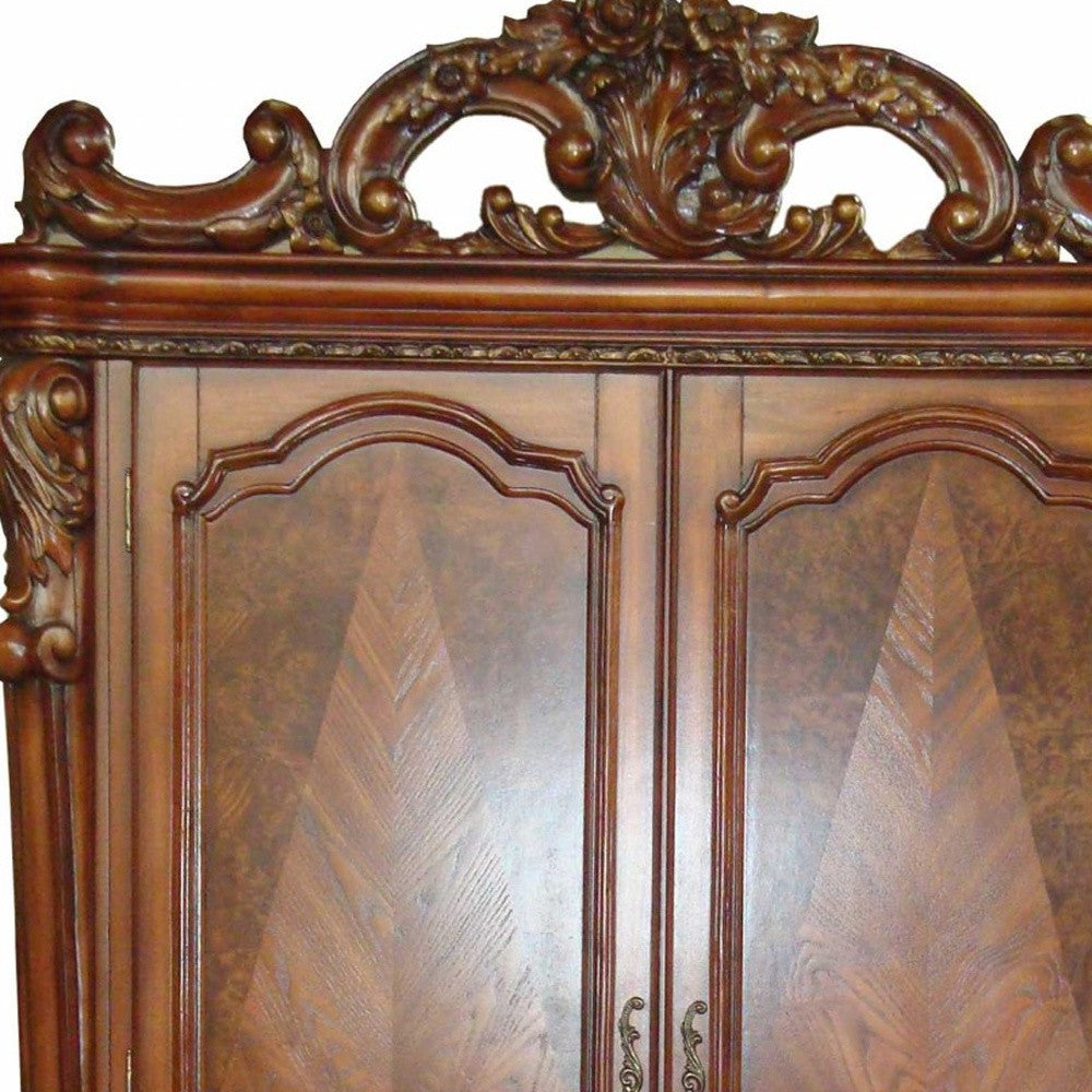 38" X 82" X 38" Cherry Oak Wood Poly Resin Tv Armoire