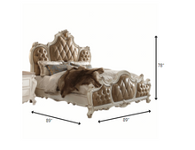 85 英寸 X 93 英寸 X 78 英寸 PU 仿古珍珠木聚樹脂軟墊加州特大號床