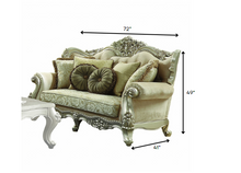 Fabric Champagne Upholstery Wood Legtrim Loveseat W5 Pillows 41