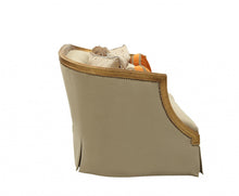 Fabric Antique Gold Upholstery Wood Legtrim Loveseat W5 Pillows 41