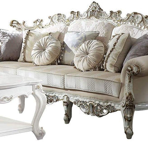 36" X 84" X 45" Fabric Antique Pearl Upholstery Poly-Resin Sofa w7 Pillows