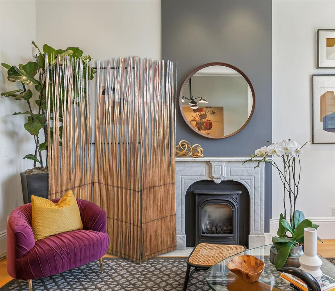 三面板天然柳房屏風