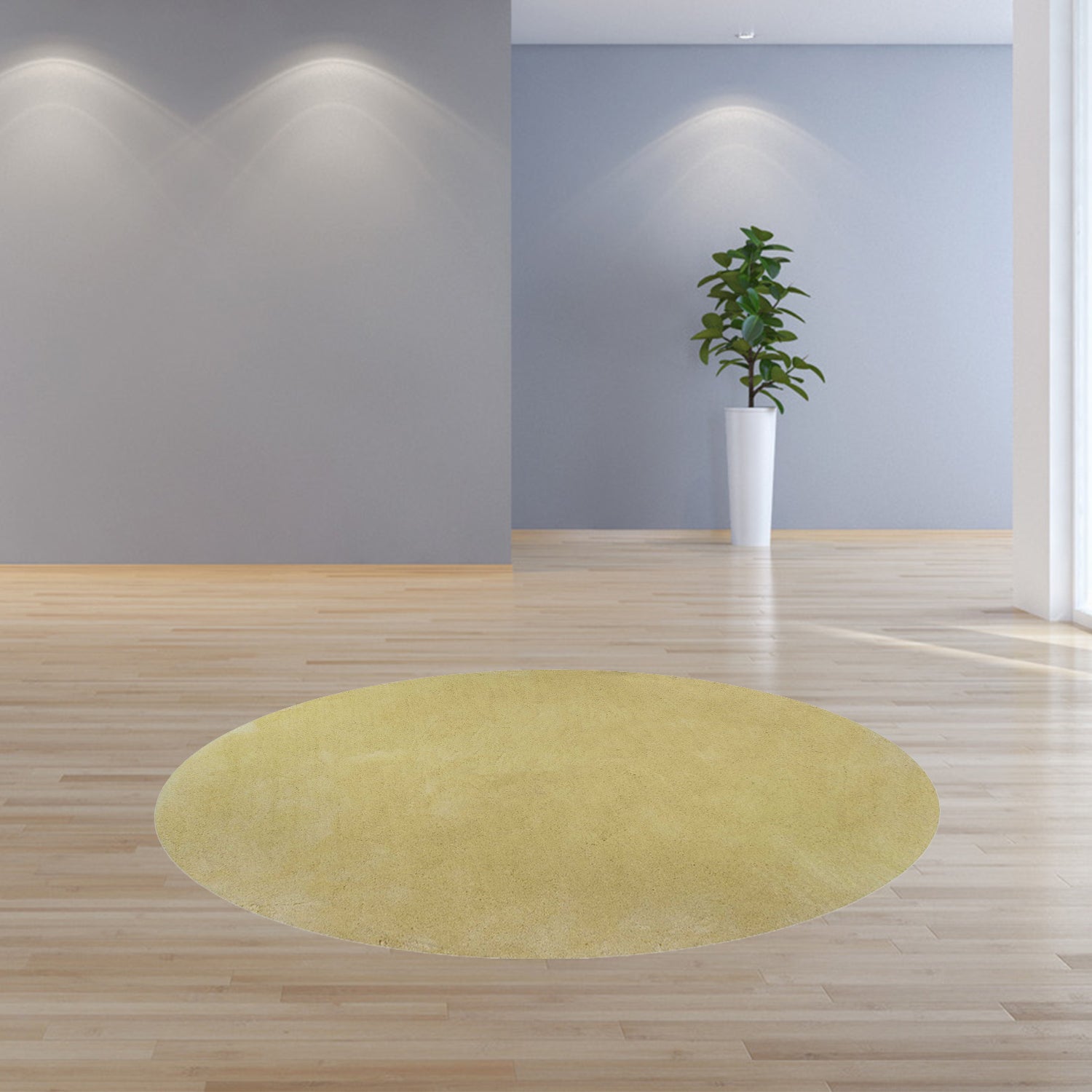 Canary Yellow Round Indoor Shag Rug 8'