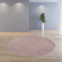 Round  Polyester Rose Pink Area Rug 8'