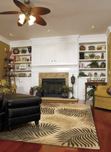 5'X8' 天然米色手工簇絨熱帶樹葉室內地毯