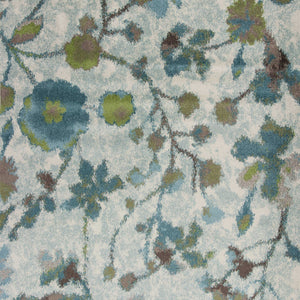 8'X11' Teal Blue Machine Woven Floral Indoor Area Rug
