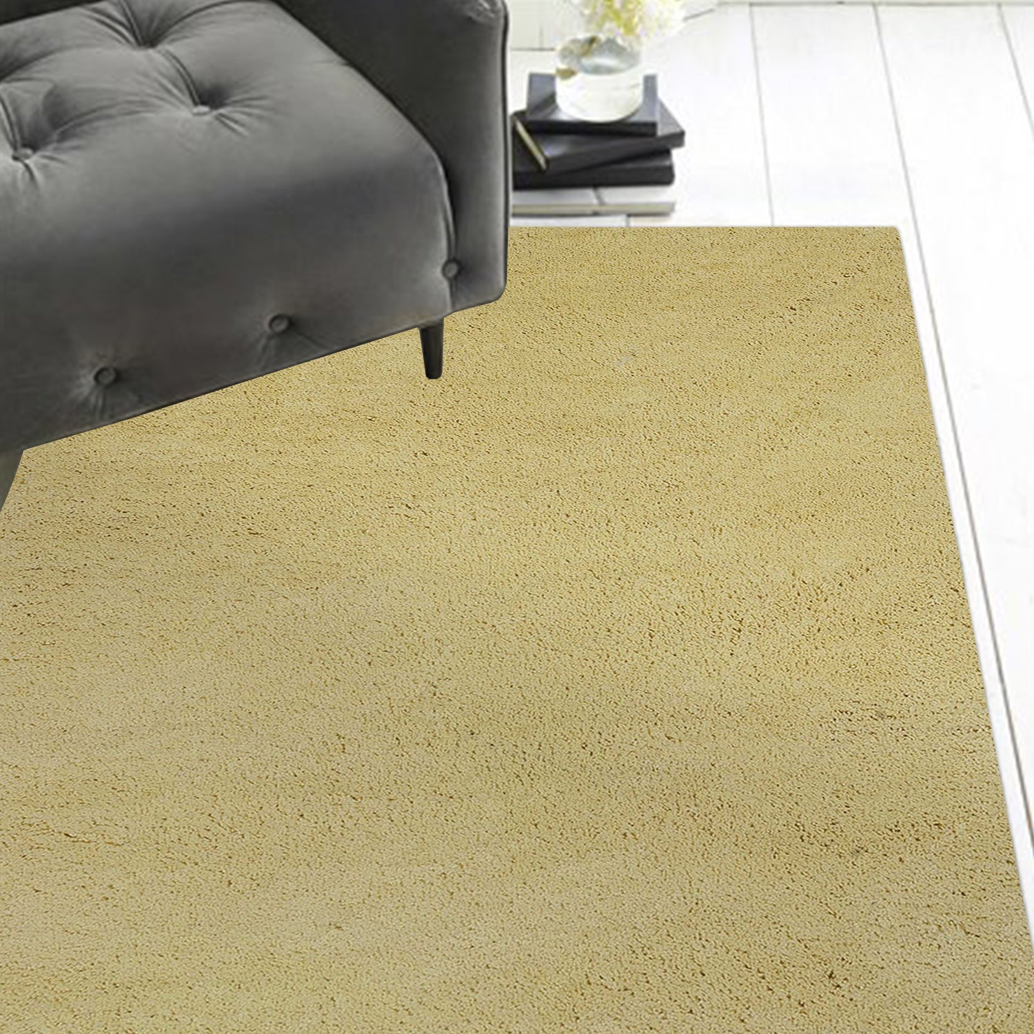 Canary Yellow Round Indoor Shag Rug 8'