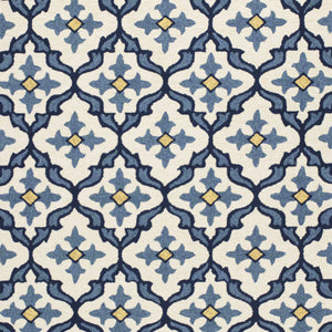 8'X10' Ivory Blue Hand Woven Uv Treated Quatrefoil Indoor Outdoor Area Rug