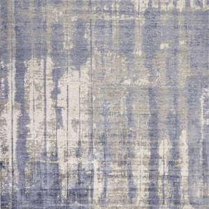 5'X7' Grey Blue Hand Loomed Abstract Brushstroke Indoor Area Rug