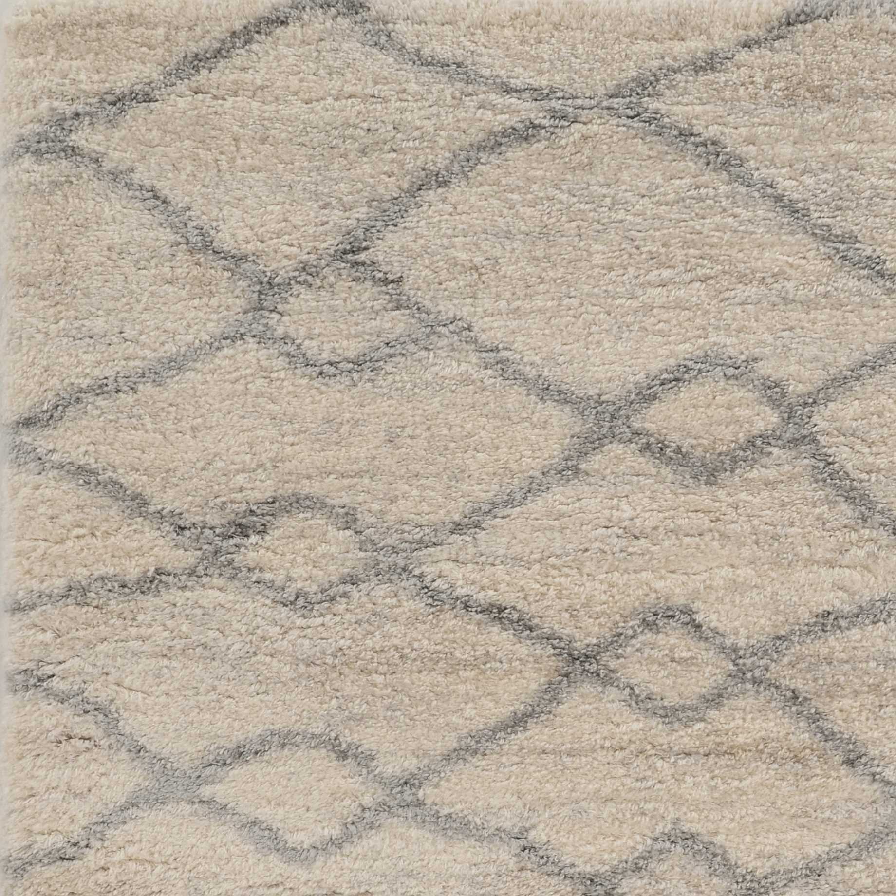 9'X13' Ivory Grey Machine Woven Chain Link Indoor Area Rug