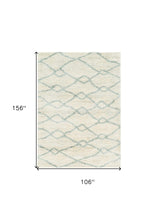 9'X13' Ivory Grey Machine Woven Chain Link Indoor Area Rug