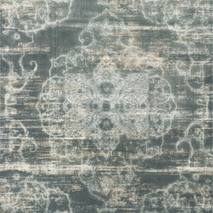 8'X11' Slate Blue Machine Woven Distressed Traditional Indoor Area Rug