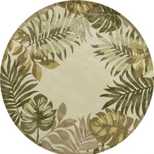 5'X8' Ivory Hand Tufted Bordered Tropical Leaves Indoor Area Rug