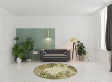 5'X8' Ivory Hand Tufted Bordered Tropical Leaves Indoor Area Rug