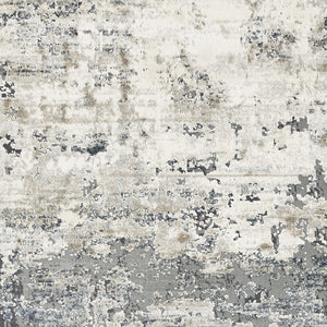 8' Ivory Teal Machine Woven Abstract Round Indoor Area Rug