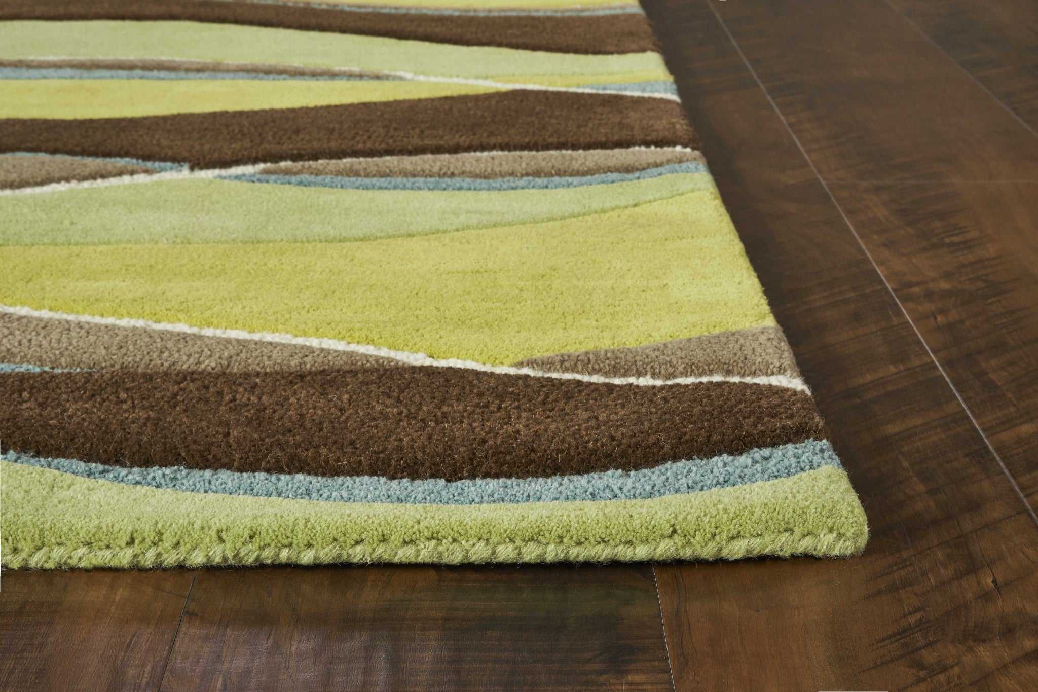 8'X11' Lime Mocha Hand Tufted Abstract Waves Indoor Area Rug